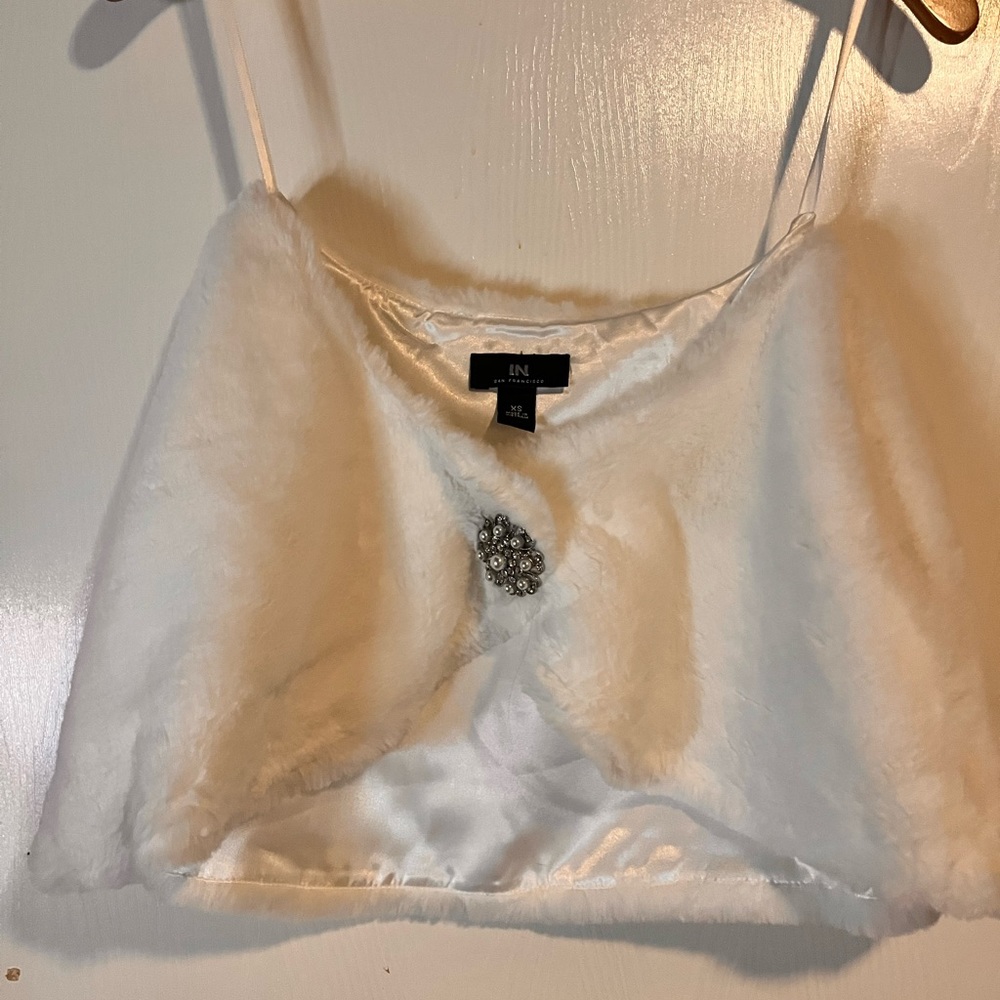 Fluffy white shawl